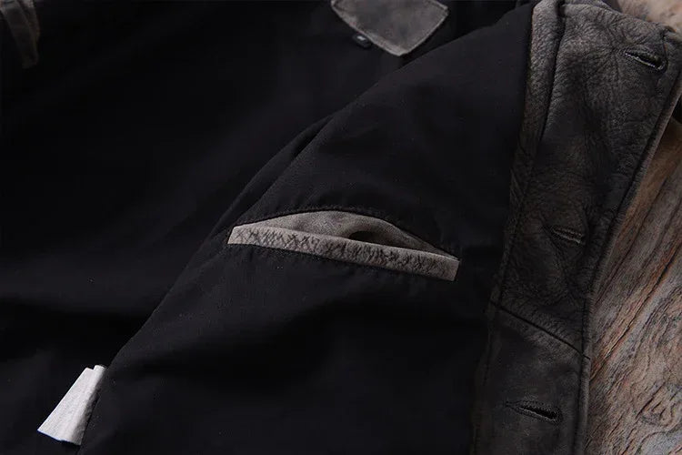 Men Distressed Cowhide Leather Trucker Jacket