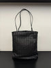 women leather woven tote bag for commuting