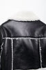 Cropped Faux Leather Bomber Jacket Women with Faux Fur Collar