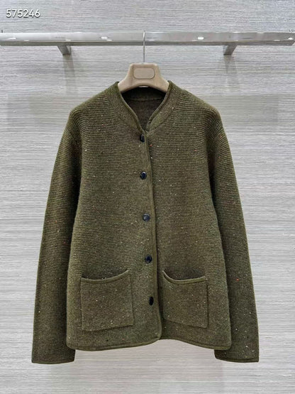 Women Genuine Cashmere Button Jacket Cardigan Coat