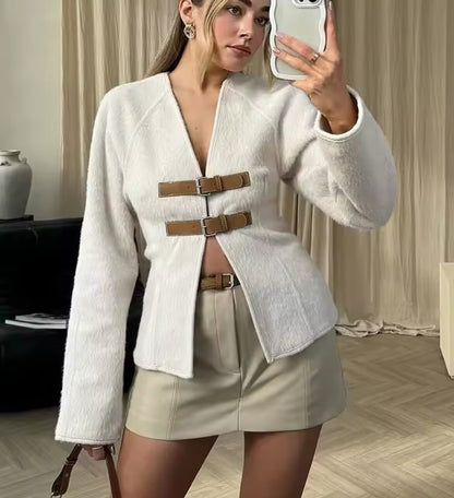 Women’s Buckle Front Soft Belted Jacket