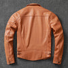 Men's Cowhide Leather Jacket Brown Slim Fit