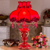 Red victorian wedding table lamp with beads