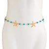 Women’s Gold Starfish Waist Chain with Turquoise Colored Beads