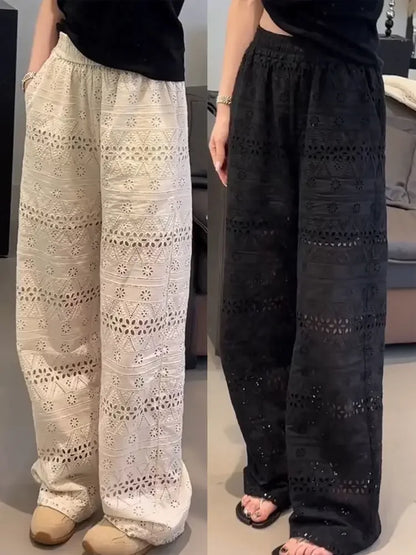 Women Wide Leg Summer Trousers High Waist