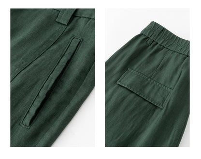 Wide leg trousers women with soft green drape