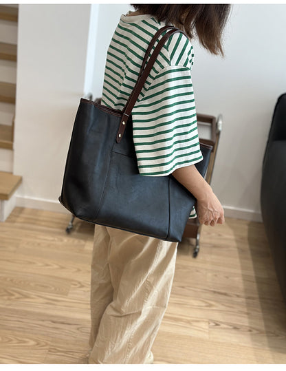 Full Grain Leather Tote Bag Office Shoulder