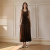 Velvet Midi Dress Women Solid Color Sleeveless