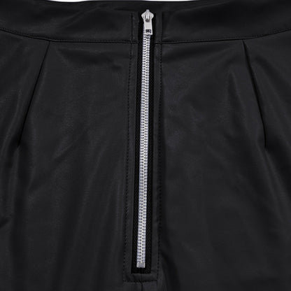 Black Faux Leather Pencil Skirt with Back Zipper
