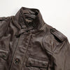 Men Brown Belted Leather Hunting Jacket