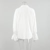 Women’s White Jacquard Cotton Shirt with Bell Sleeves