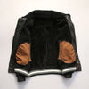 Men’s Black Leather Bomber Jacket with Real Shearling Collar