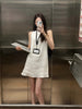 White linen backless mini dress spaghetti strap summer casual