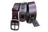 Riveted punk wide cowhide leather belt