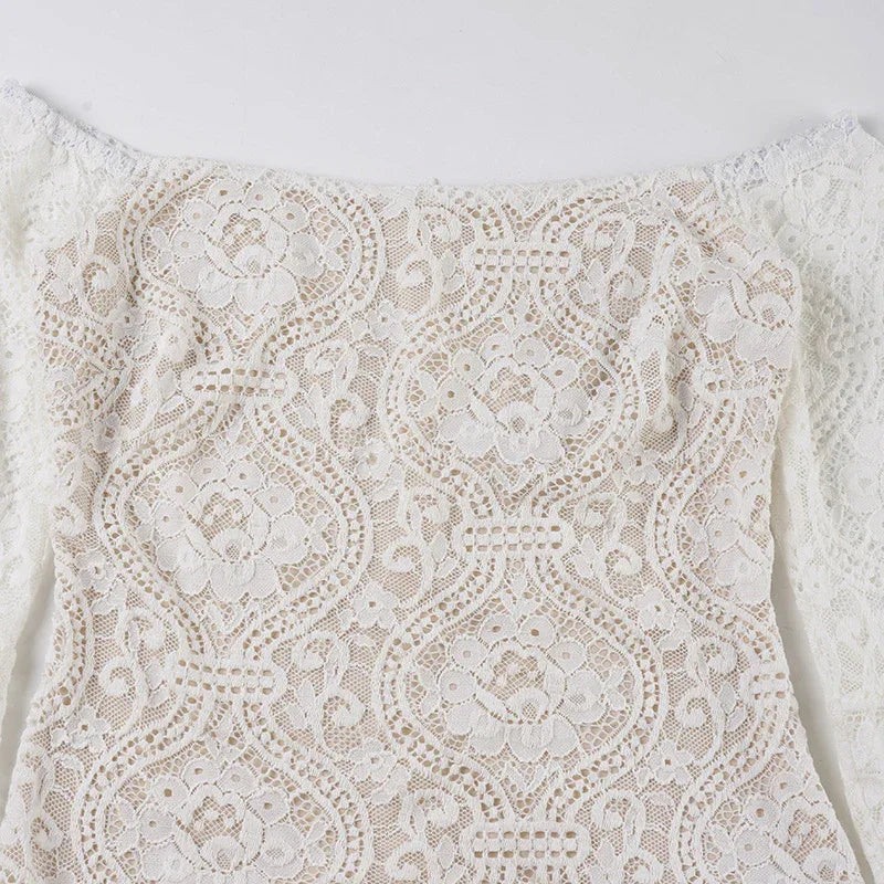 Boho off shoulder lace western mini dress