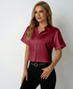 Women Satin Batwing Short Sleeve Shirts