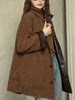 Reversible Waxed Leather Jacket Oversized Coat with Corduroy