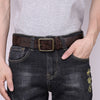Men’s Engraved Leather Belt with Top-Grain Cowhide and Brass Buckle