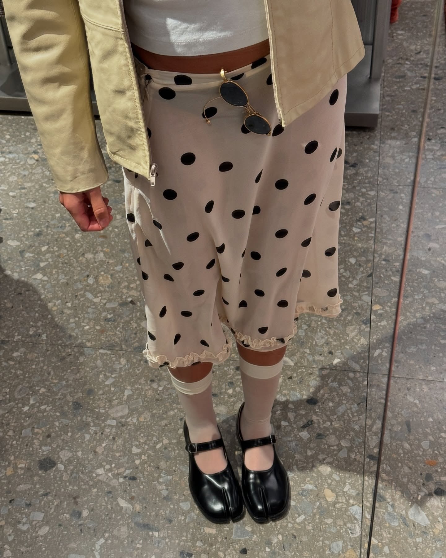 Women Polka Dot Satin Midi Skirt High Waist French Acetate Drape