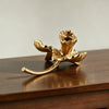 Gold Iris Flower Taper Candle Holder with Sculptural Petal Design