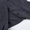Women Navy Blue Pinstripe Blazer Skirt Set Two-Piece Outfit
