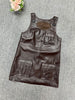 Women Leather Mini Dress A-Line Pocket Dress