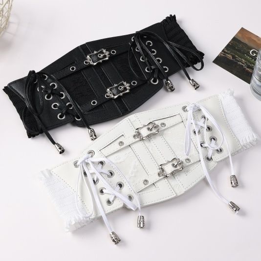 Women’s Faux Leather Corset Belt With Lace Up Sides