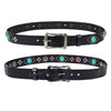 Western Punk Leather Belt with Studs and Turquoise Stones