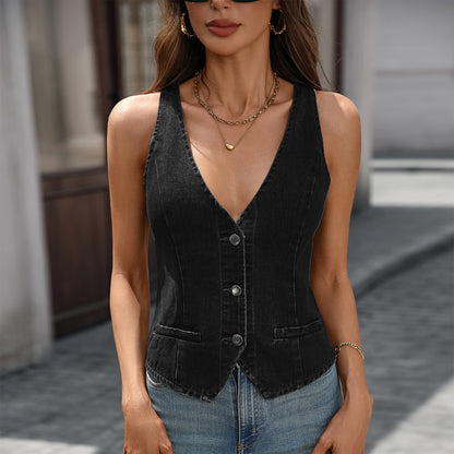 Causal Women's Denim Sleeveless Top