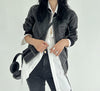 Women Leather Bomber Jacket Black Slim Fit Moto Coat