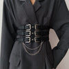 Women’s Black Punk Waist Belt With Buckles and Chains