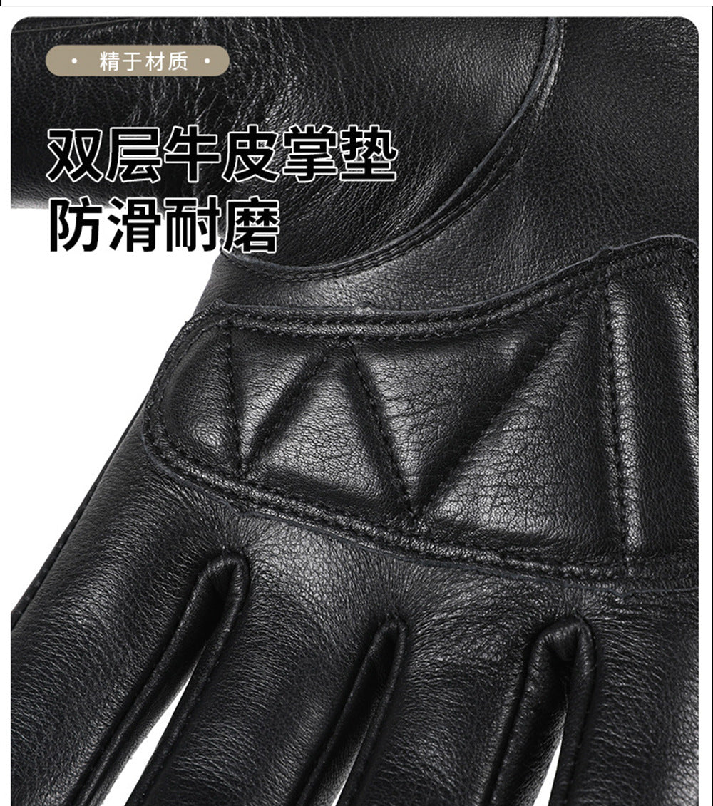 Men’s Black Leather Gloves for Driving, Motorcycle Riding and Touchscreen Use