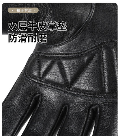 Men’s Black Leather Gloves for Driving, Motorcycle Riding and Touchscreen Use