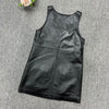 Women Leather Mini Dress A-Line Pocket Dress
