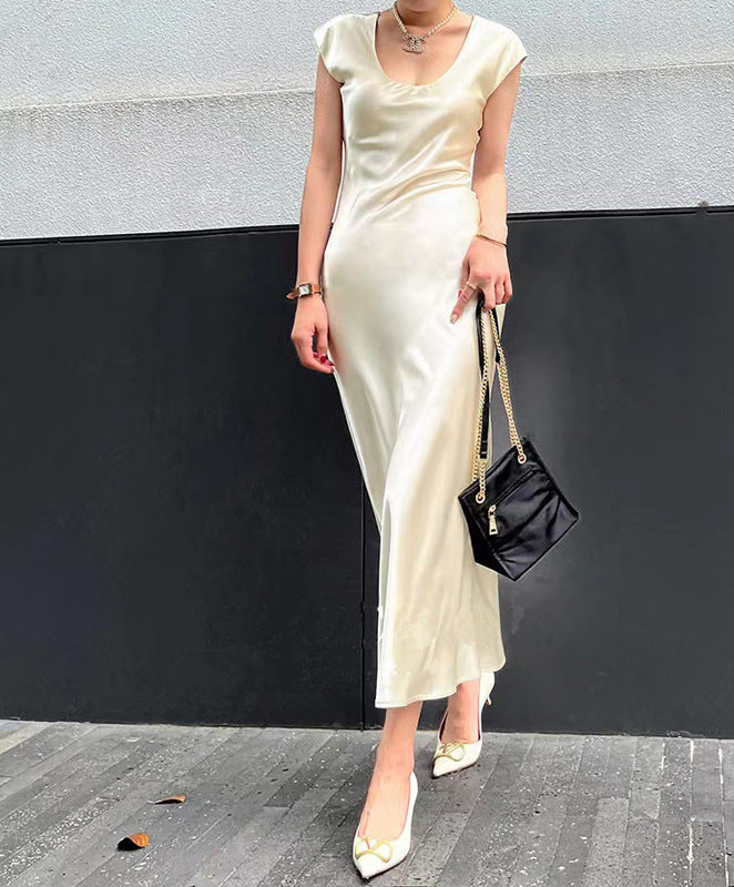 Bias Cut Satin Silk Long Dress Women Summer Maxi Triacetate