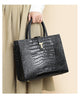 Black Crocodile Print Leather Shoulder Bag Crossbody