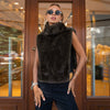 Women Faux Fur Sleeveless Vest Top High Collar