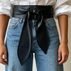 Women’s Wide Faux Leather Bow Tie Waist Belt