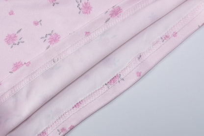 Pink Floral Slim Fit Short Sleeve V-Neck Button Jumpsuit for Women