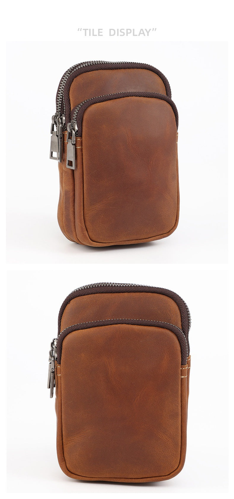 Genuine Leather Waist Bag for Men with Belt Loop