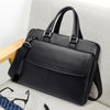 Black Leather Messenger Briefcase Bag