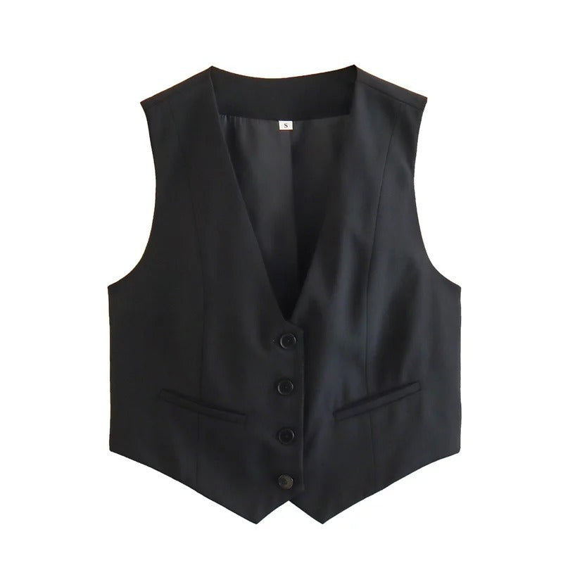 Women's Causal Vest Sleeveless Office Four Buttons