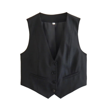 Women's Causal Vest Sleeveless Office Four Buttons