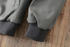 Men Grey Genuine Leather Bomber Jacket