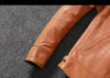 Men's Cowhide Leather Jacket Brown Slim Fit