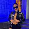 Cropped Faux Leather Jacket Women Moto Bomber Style