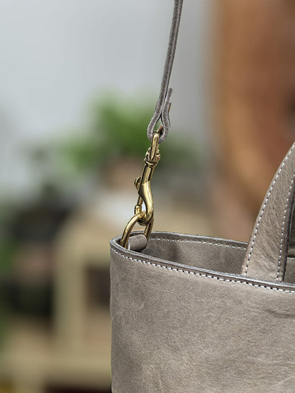 Top Grain Cowhide Leather Shoulder Purse with Brass Hardware