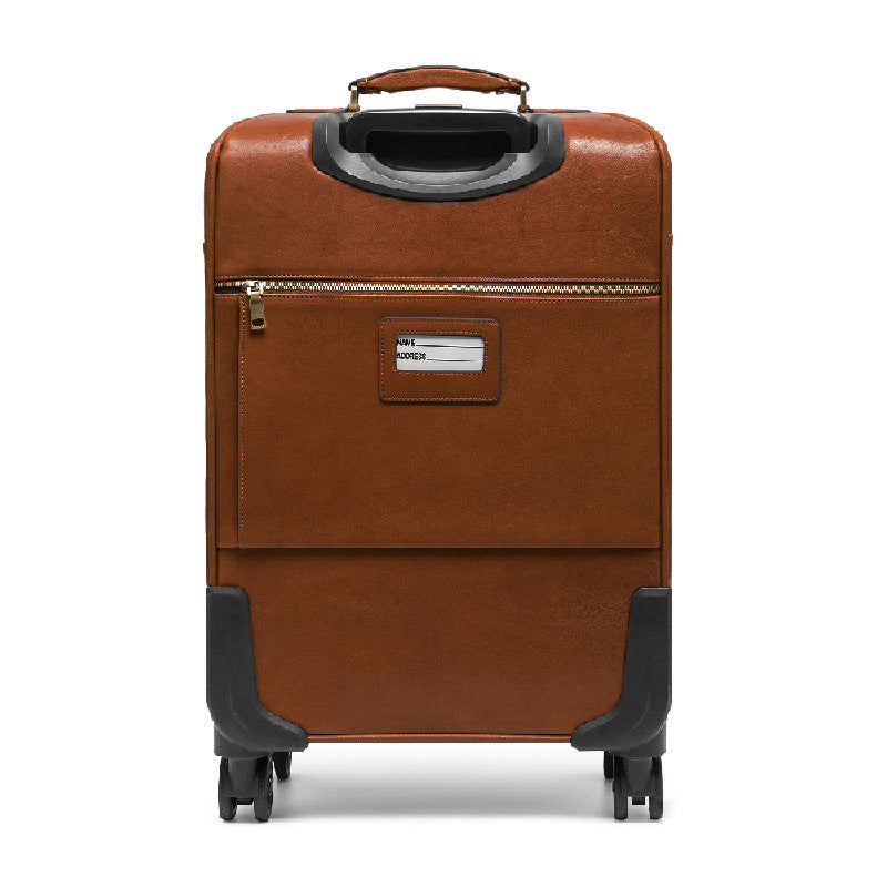 Genuine Leather Business Travel Suitcase with 360° Wheels