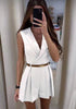 Pleated Wide-Leg Black Jumpsuit for Women