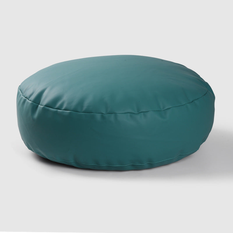 Faux Leather Pouf Ottoman Cover with Carry Handle